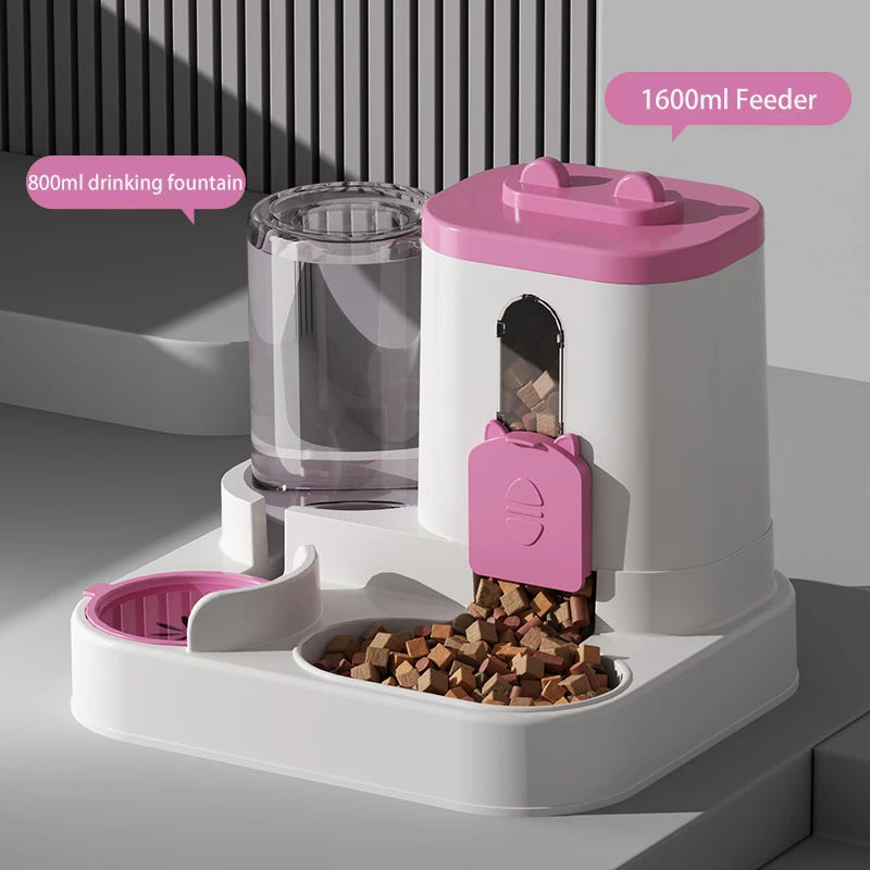 Comedero de Gran Capacidad 2 en 1 con Dispensador de Agua Automático para Gatos y Perros