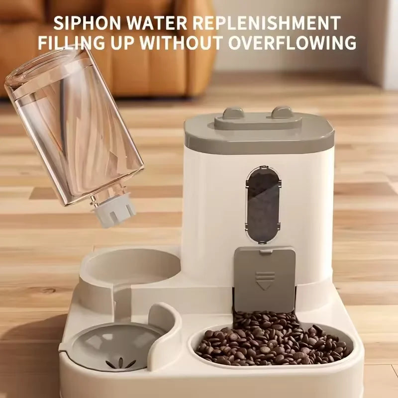 Comedero de Gran Capacidad 2 en 1 con Dispensador de Agua Automático para Gatos y Perros