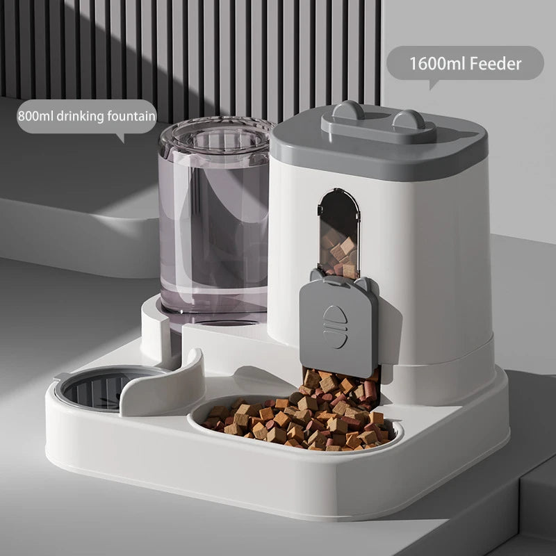 Comedero de Gran Capacidad 2 en 1 con Dispensador de Agua Automático para Gatos y Perros