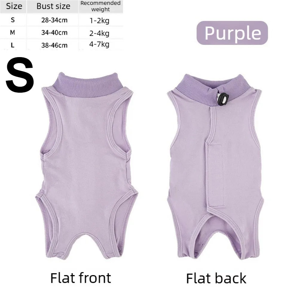 Soft Pet Cats Surgery Recovery Suit Breathable Anti-Lick Bodysuit for Wound Care and Postoperative Recovery Pet Clothing Apparel