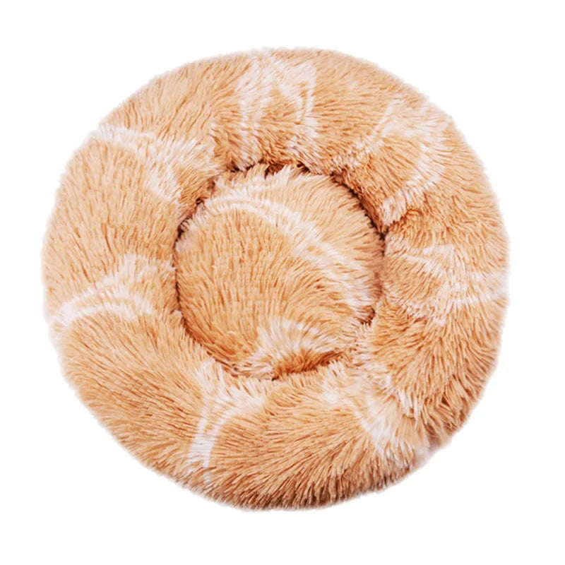 Cama Redonda de Pelo Suave para Perros y Gatos