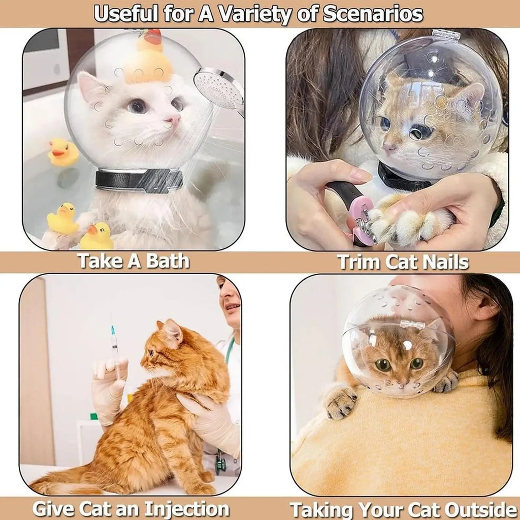 Cat Head Protection Ball, Pet Grooming Accessories Breathable Mask Swimming Helmet Cat Supplies
