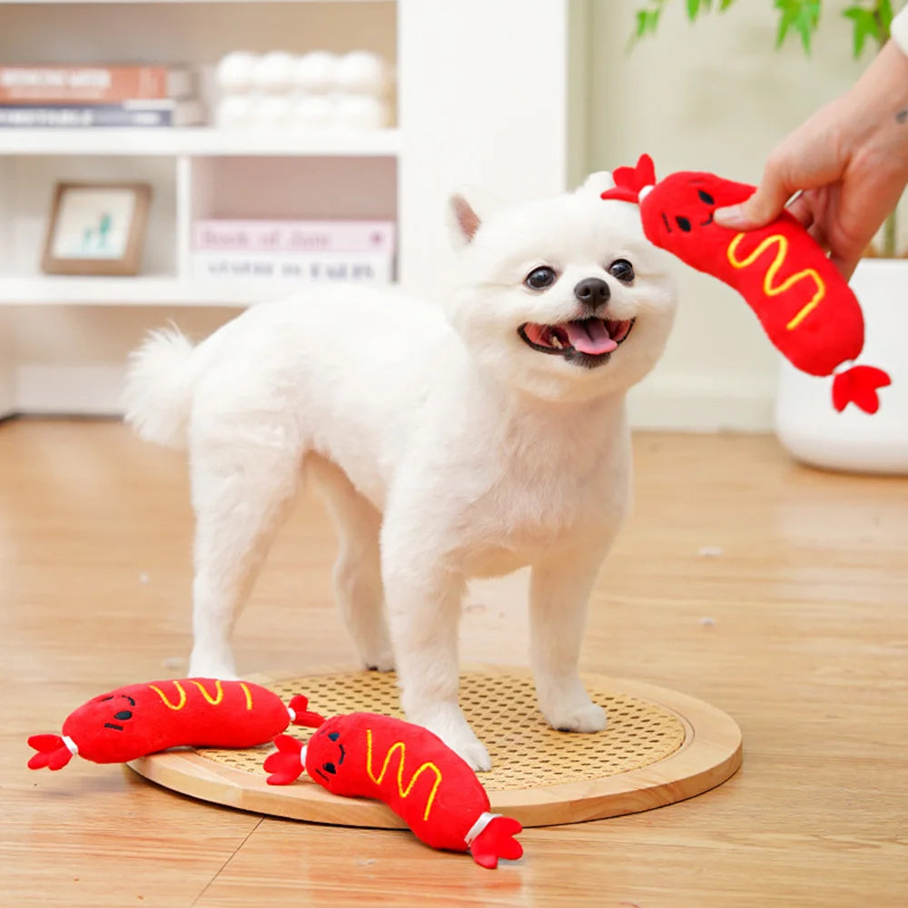 Juguete de Peluche con Sonido para Perros y Gatos - Salchicha Resistente a Mordiscos