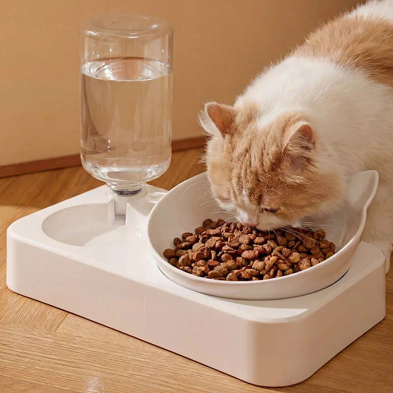 Comedero y Bebedero 2 en 1 para Perros y Gatos – Doble Cuenco Antideslizante con Dispensador de Agua Automático