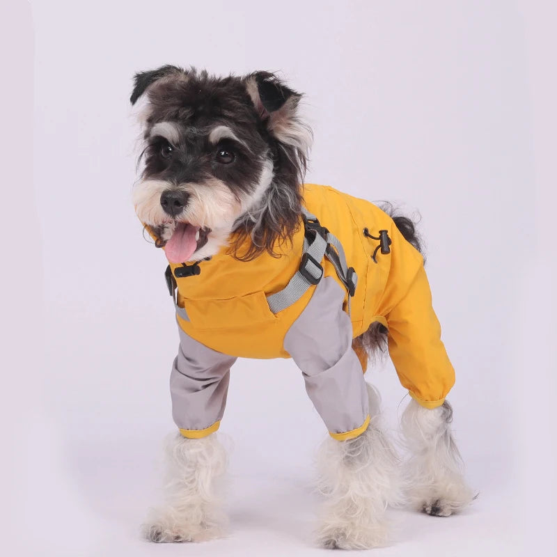 Chubasquero Reflectante con Capucha para Perros – Poncho Impermeable Ajustable con Agujero para Correa | Tallas S a XXXL