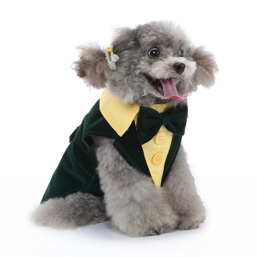 Esmoquin Formal con Pajarita para Perros y Gatos – Traje Elegante para Bodas, Halloween y Fiestas | Tallas XS a XL