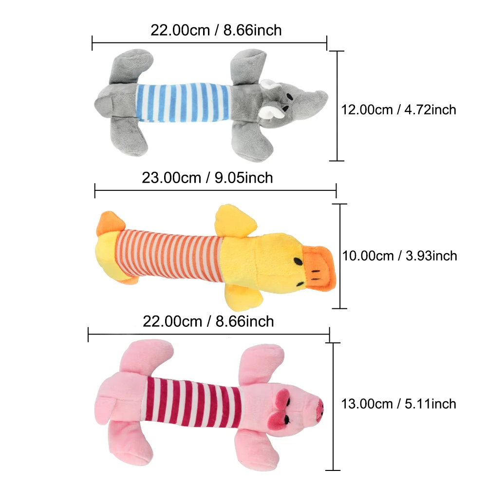 Peluche con Sonido para Perros y Gatos - Elefante, Pato o Cerdo