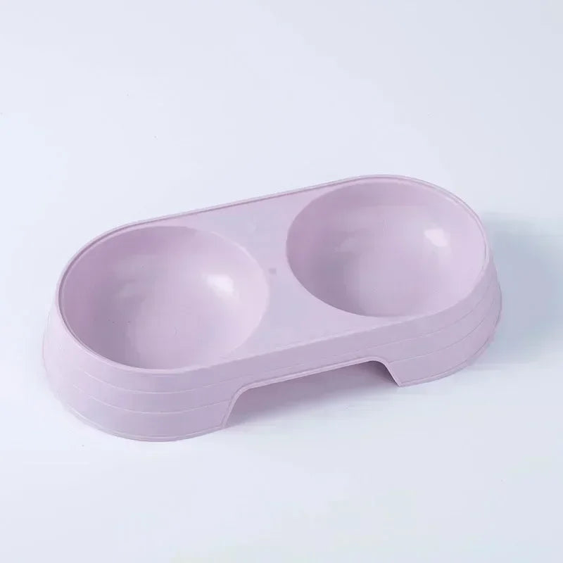 Comedero Doble para Perros y Gatos – Cuenco Macaron con Compartimento de Agua y Comida