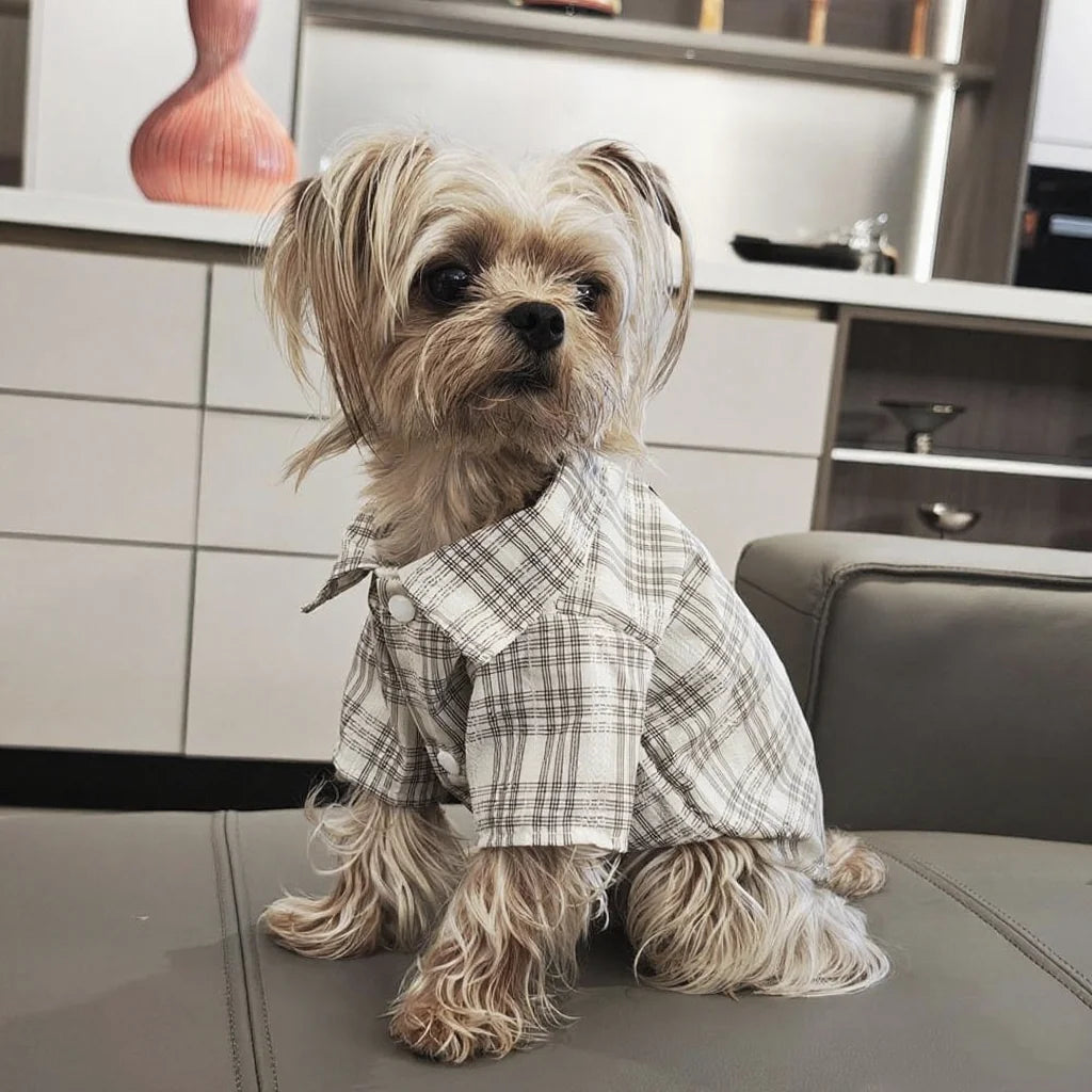 Dog Clothes Spring Summer Plaid Shirt for Dogs and Cats Fashionable Cute Pet Clothing Suitable for Small to Medium Dogs