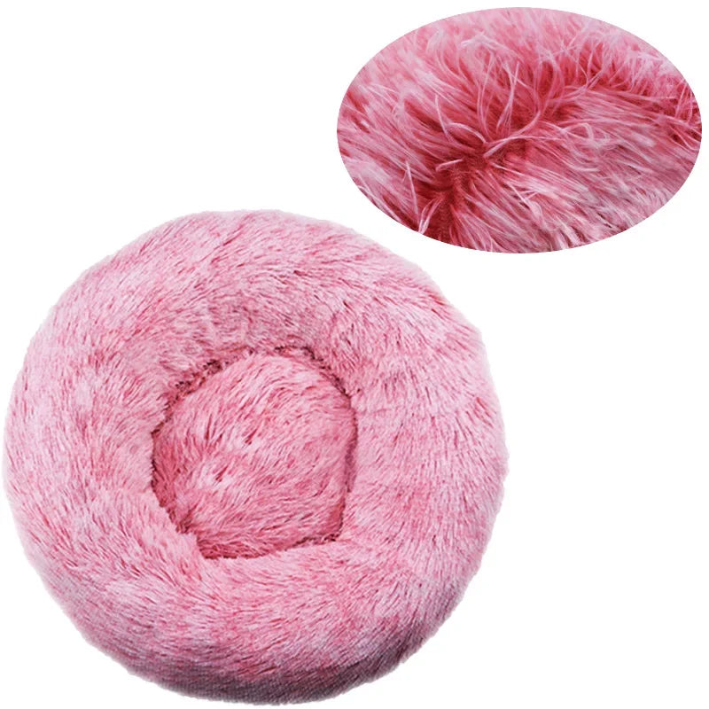 Cama Redonda de Pelo Suave para Perros y Gatos