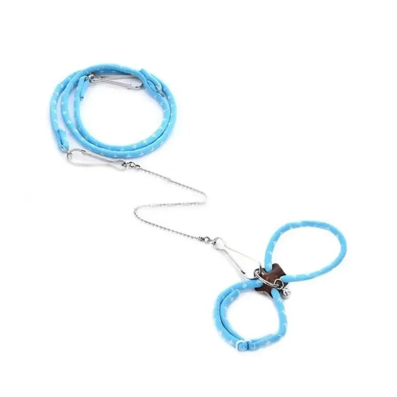 Arnés con Correa y Cascabel para Hámsters, Ratones, Hurones y Roedores — Suave, Ajustable, Azul y Rosa
