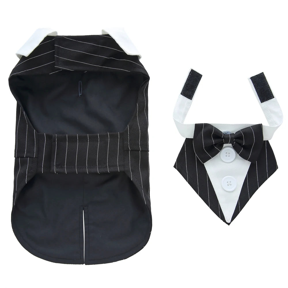 Esmoquin Formal con Pajarita para Perros y Gatos – Traje Elegante para Bodas, Halloween y Fiestas | Tallas XS a XL