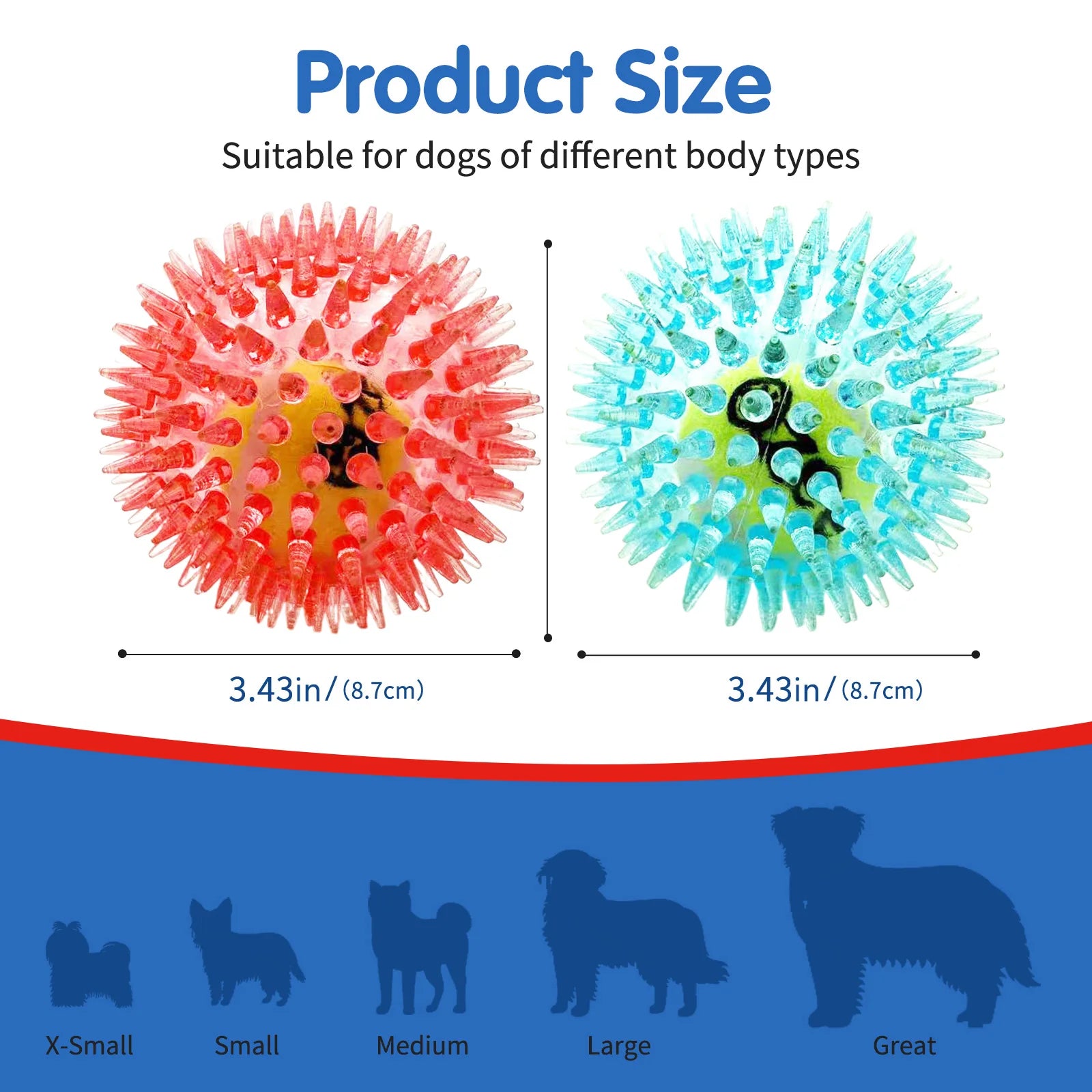 Pelota de Tenis de Goma con Púas y Sonido para Perros - Limpieza Dental para Todas las Razas