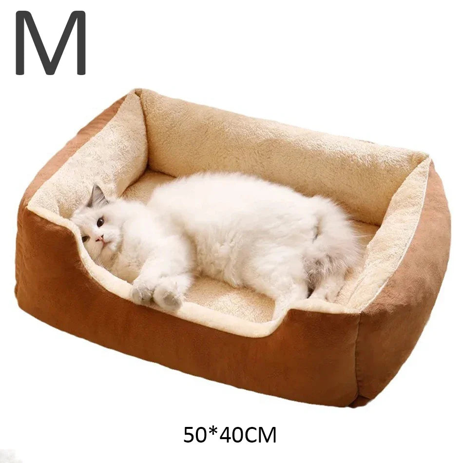 Cama Cojín de Felpa Corta para Gatos y Perros – Suave, Transpirable, Tallas S, M y L