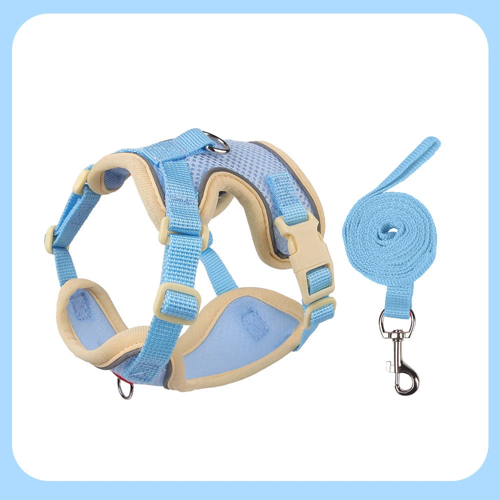 Arnés de Malla Transpirable con Correa Extensible para Gatos y Perros — Reflectante, Antipérdida, Tallas S–XL