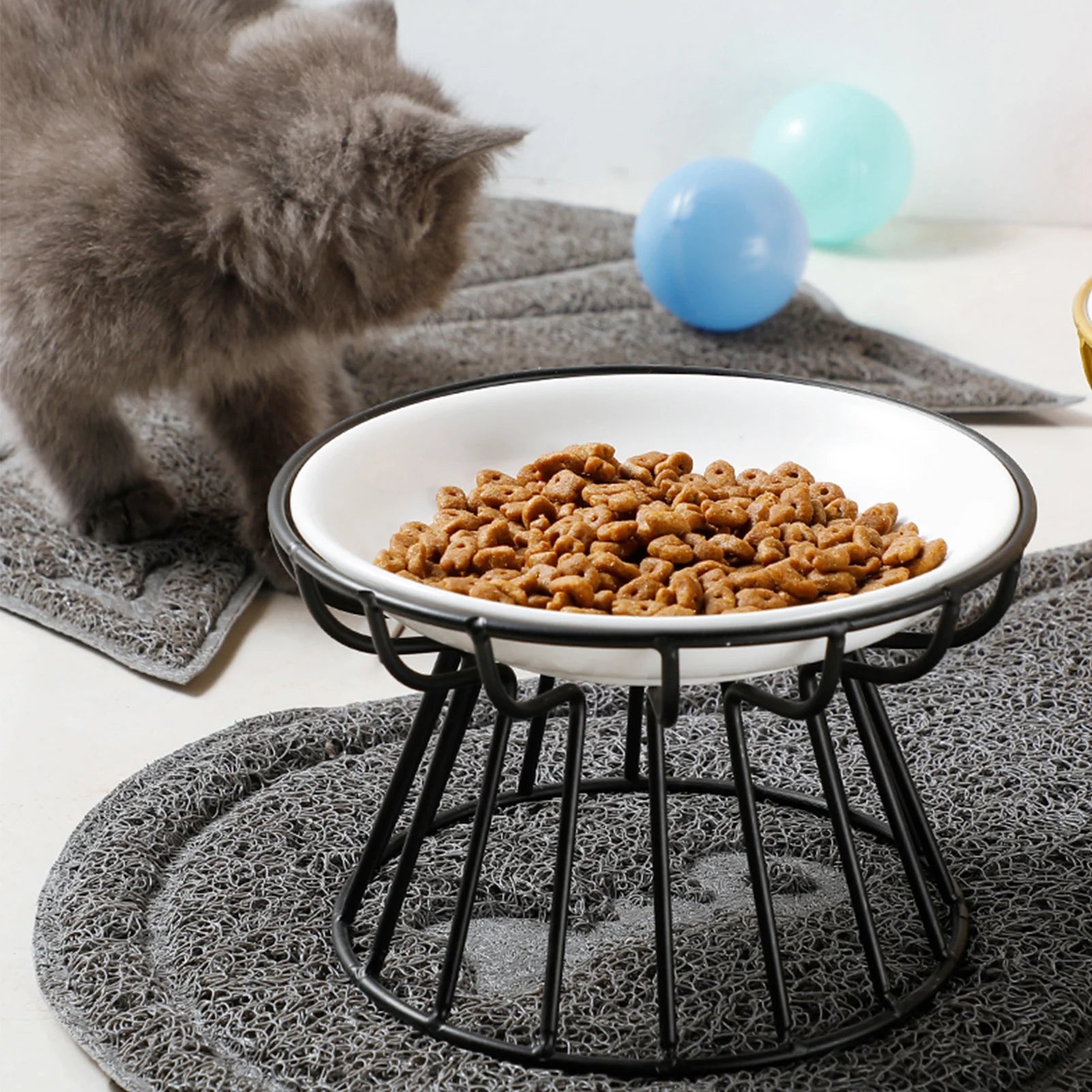 Cuencos de Cerámica Elevados para Gatos y Perros con Soporte Metálico