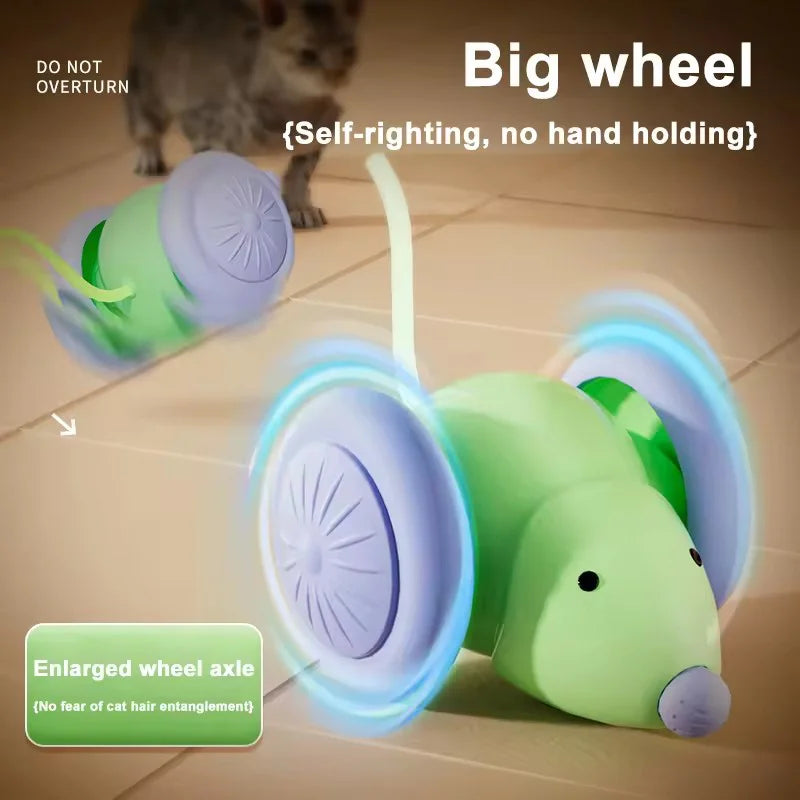 Ratón Inteligente Eléctrico para Gatos - Evitación de Obstáculos, Silencioso y Recargable