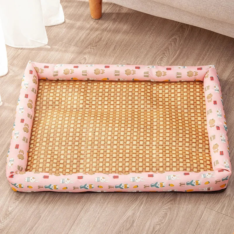 Alfombra Refrescante de Ratán para Gatos y Perros – Transpirable, Antideslizante y con Estampados – S, M y L
