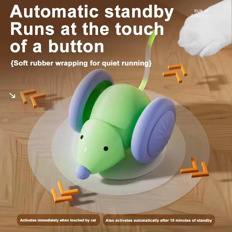 Ratón Inteligente Eléctrico para Gatos - Evitación de Obstáculos, Silencioso y Recargable