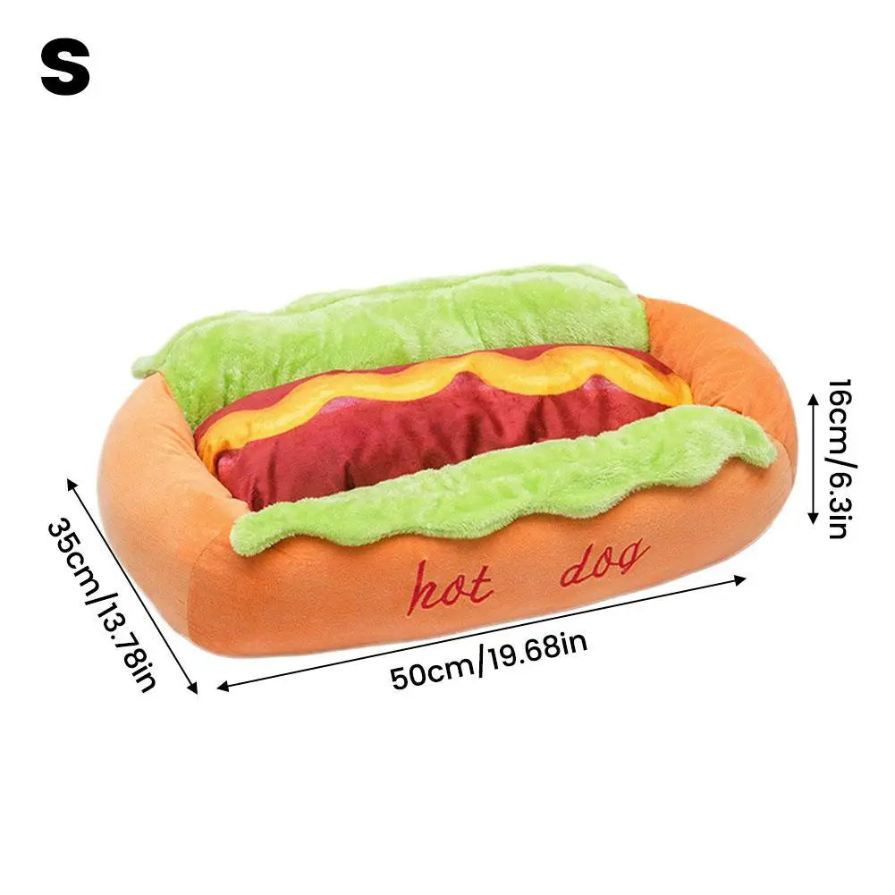 Cama con Forma de Salchicha para Perros y Gatos – Suave, Cálida y Lavable – Tallas S y M