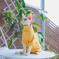 Winter Clothes For Cat, Striped Cotton 4-legged Coat For Sphynx, Long Sleeves Undershirt For Kittens, Devon Rex Warm Jumpsuit