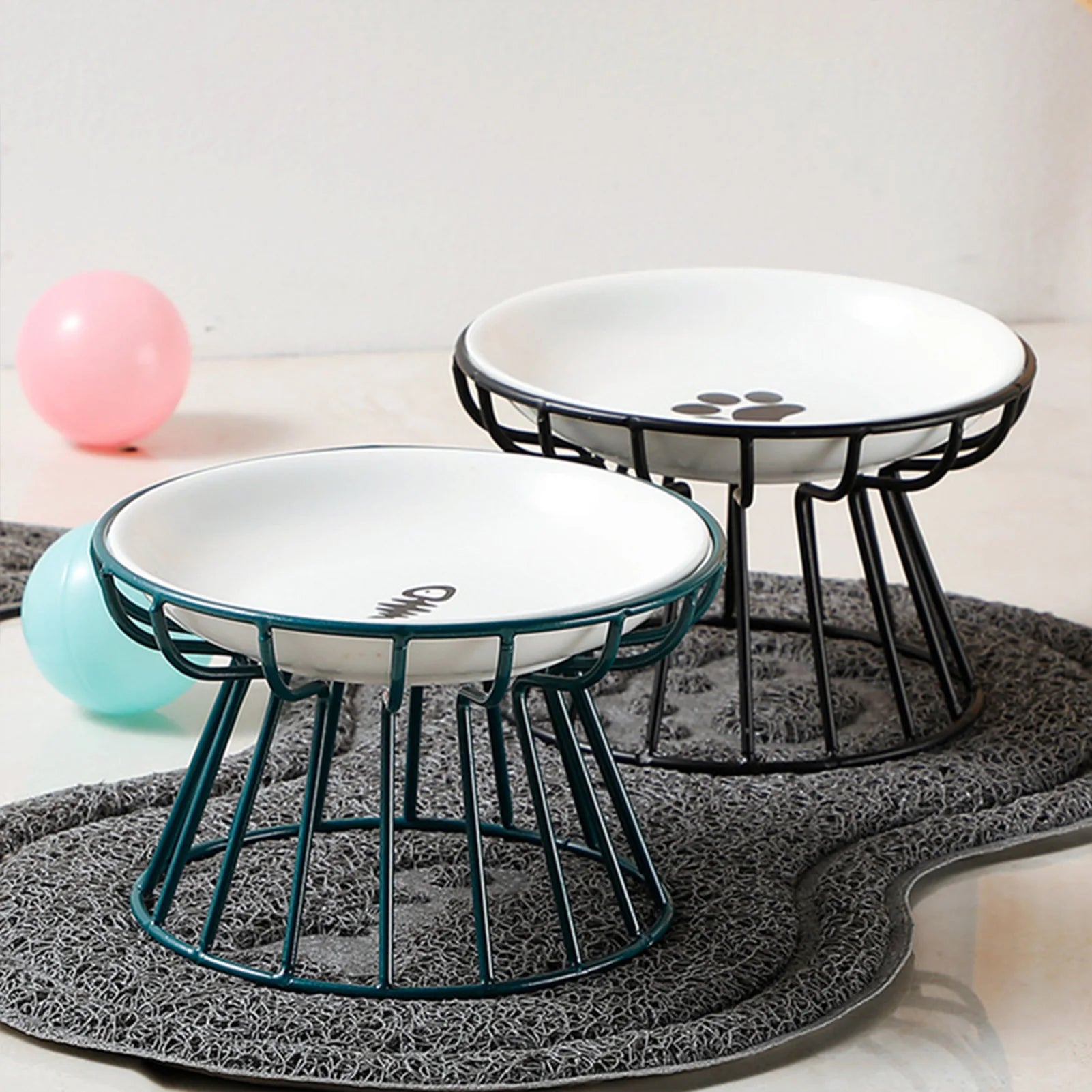 Cuencos de Cerámica Elevados para Gatos y Perros con Soporte Metálico