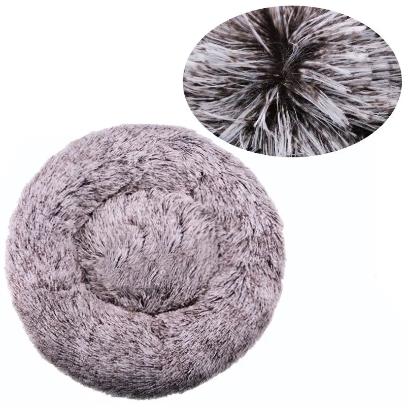 Cama Redonda de Pelo Suave para Perros y Gatos