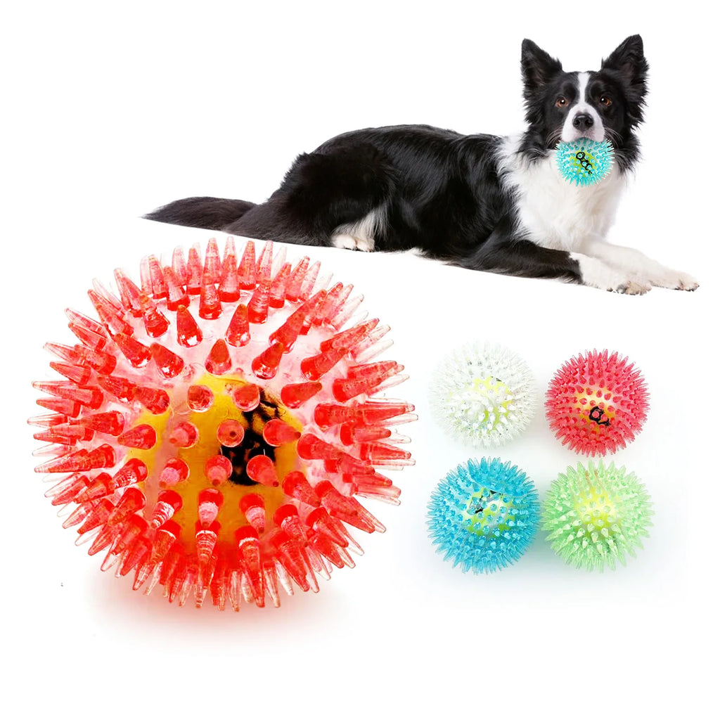 Pelota de Tenis de Goma con Púas y Sonido para Perros - Limpieza Dental para Todas las Razas
