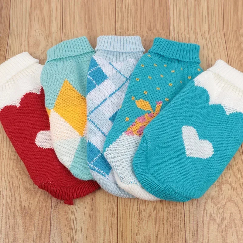 S-2XL Turtleneck Cat Sweater Knitted Jumper Cat Christmas Sweater for Cats Small Dogs Winter Sphynx Cat Clothes Pet Costumes