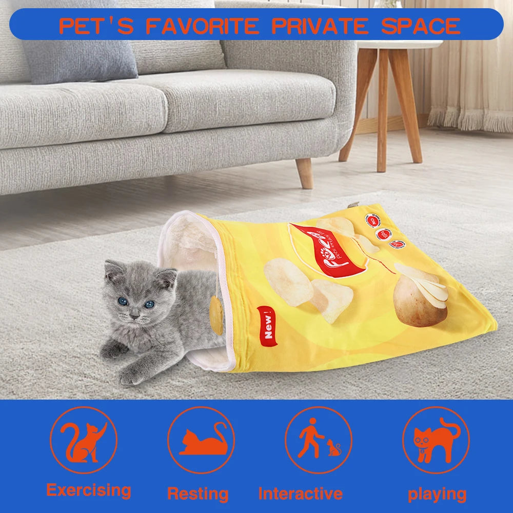 6 Halloween Gourmet Pattern Designs Cat Tunnel Toy, Cat Birthday Gift,Collapsible Interactive Cat Drill Bag Pet Toy