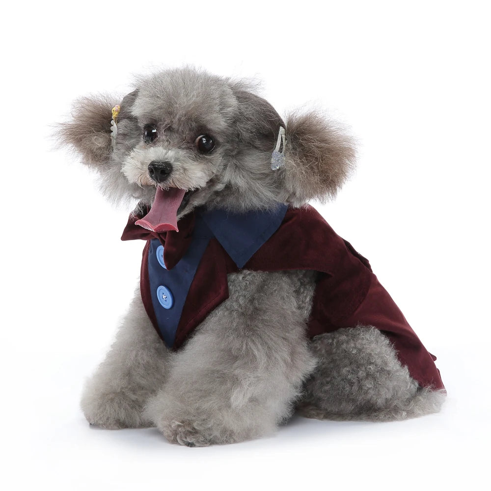 Esmoquin Formal con Pajarita para Perros y Gatos – Traje Elegante para Bodas, Halloween y Fiestas | Tallas XS a XL