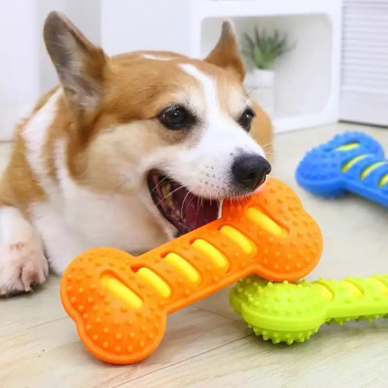 Hueso de Goma con Sonido para Perros - Resistente a Mordiscos 19x9 cm