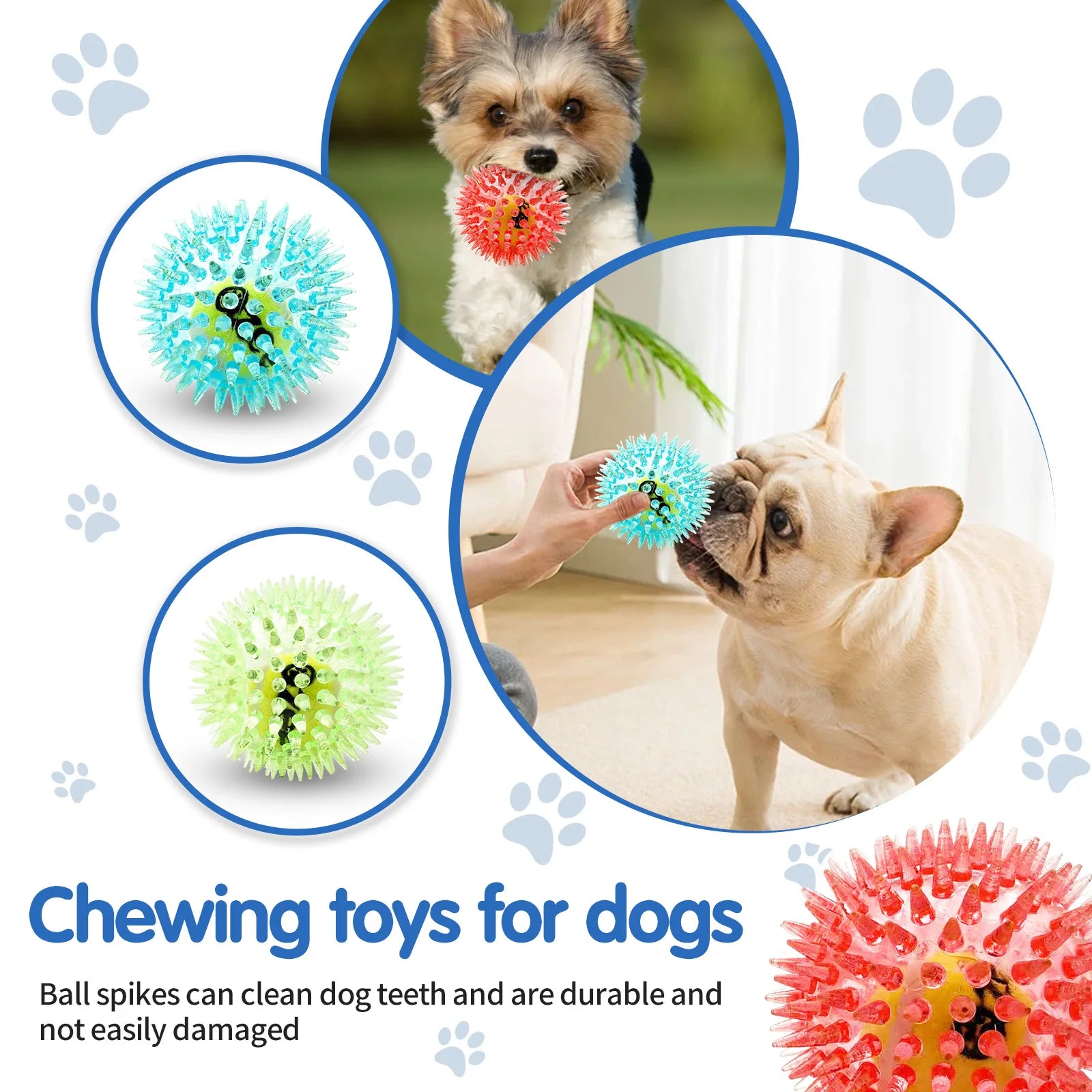 Pelota de Tenis de Goma con Púas y Sonido para Perros - Limpieza Dental para Todas las Razas