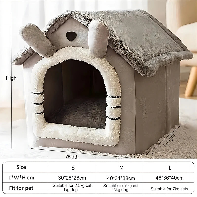 Casita Cama para Perros y Gatos con Cojín Reversible
