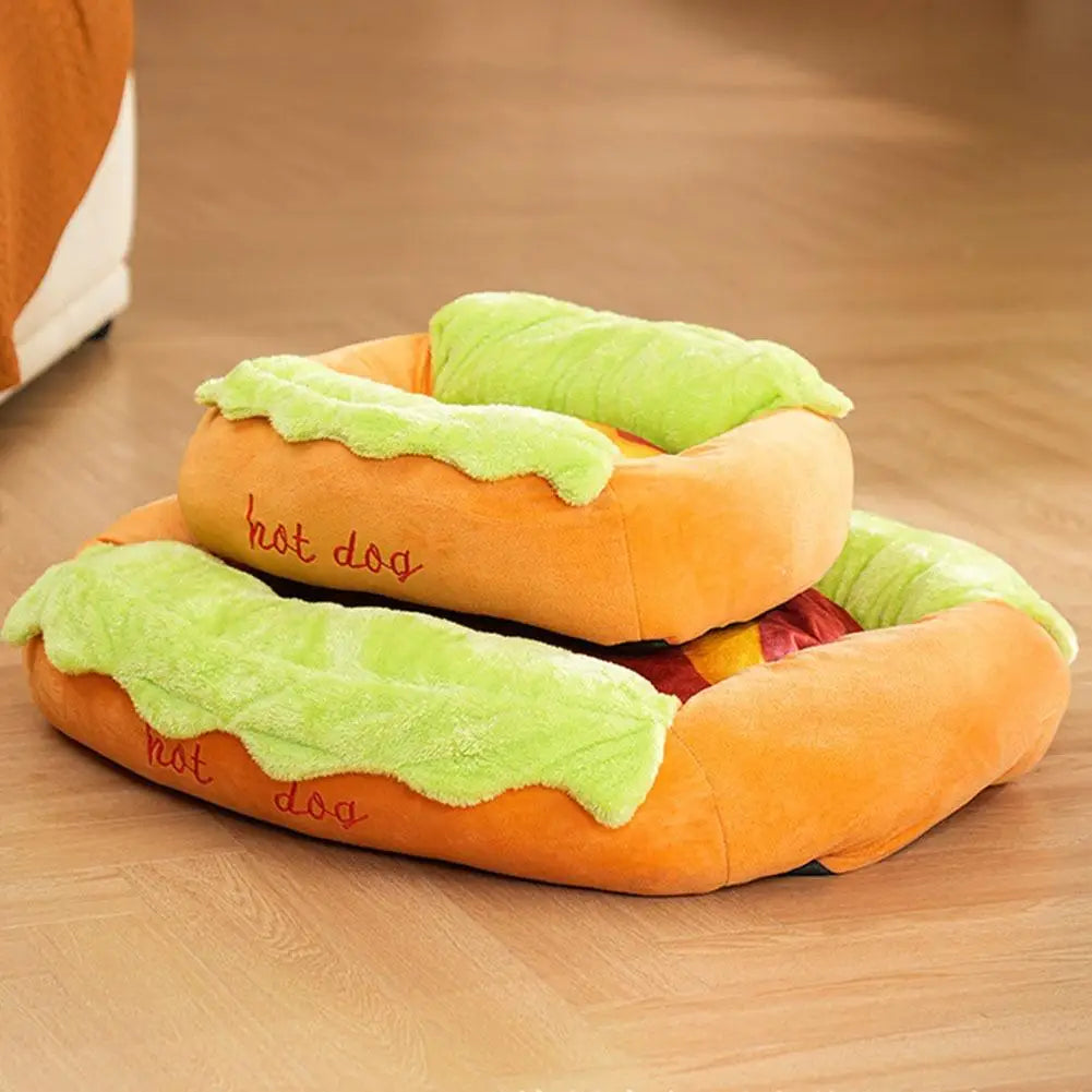 Cama con Forma de Salchicha para Perros y Gatos – Suave, Cálida y Lavable – Tallas S y M