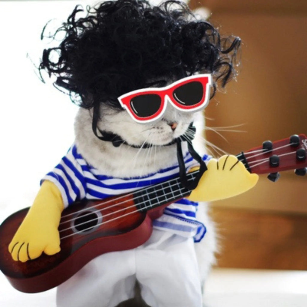 Disfraz de Guitarrista para Perros y Gatos – Cosplay Divertido para Halloween y Fiestas | Tallas M a XL