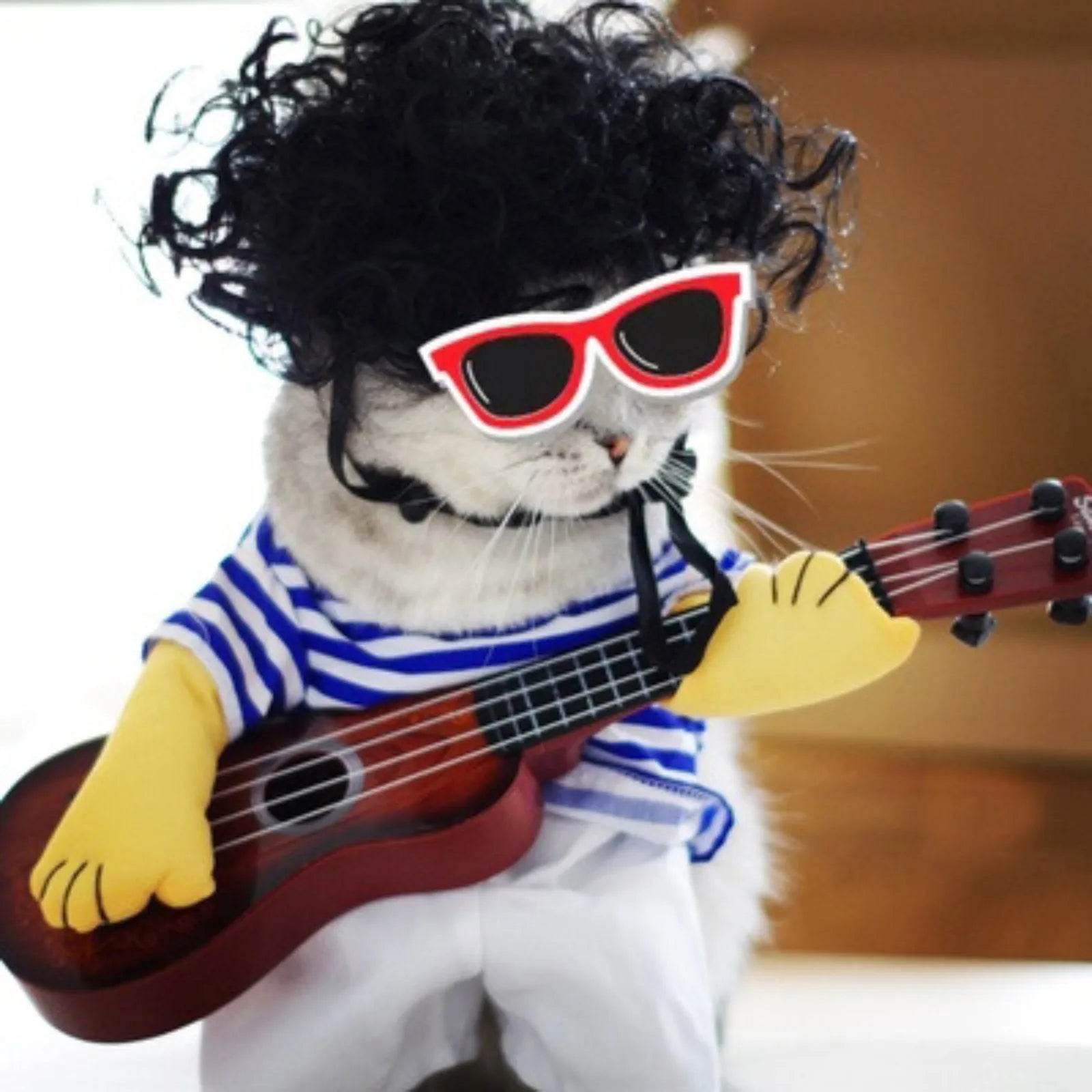 Disfraz de Guitarrista para Perros y Gatos – Cosplay Divertido para Halloween y Fiestas | Tallas M a XL