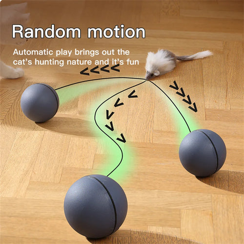 "Battery-Operated" Interactive Cat Toy Ball With Tracking Mouse - Automatic Rolling Teaser For All Breeds, Battery-Powered (Batt
