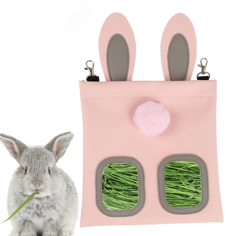 Bolsa Dispensadora de Heno para Conejos, Chinchillas y Hámsters – Resistente a Mordiscos con Clips