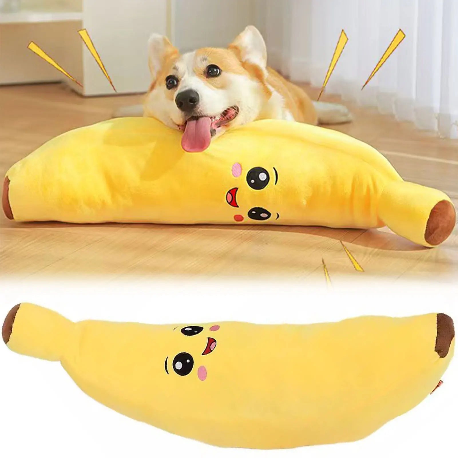 Plátano de Peluche 2 en 1 para Perros - Antiansiedad con Sonido 26 cm