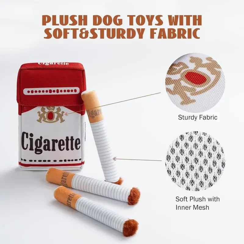 Juguete de Peluche Divertido para Perros - Pack de Cigarrillos con Sonido (21x11 cm)