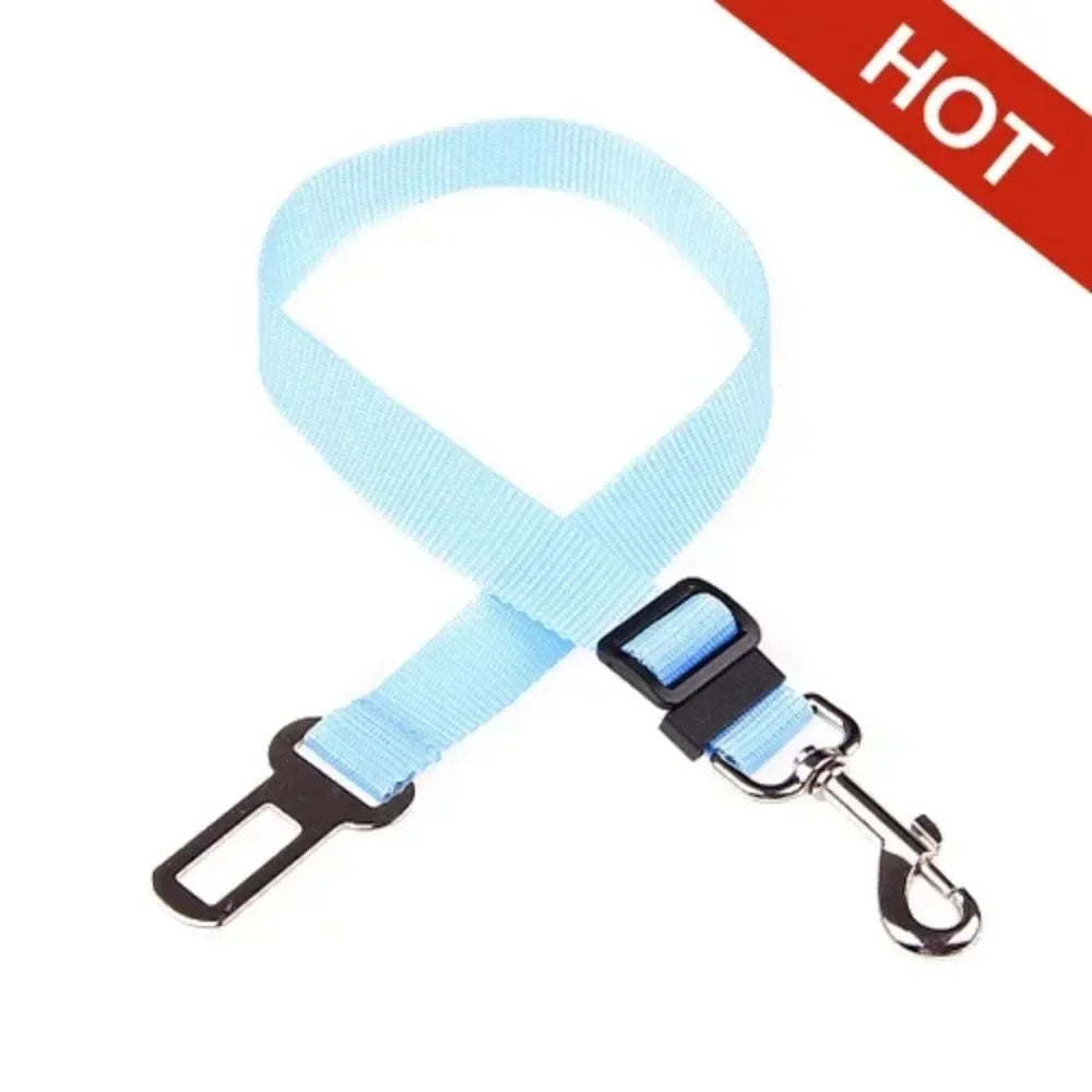 Cinturón de Seguridad para Coche para Perros y Gatos — Nylon Ajustable, Cierre Rápido, 10 Colores