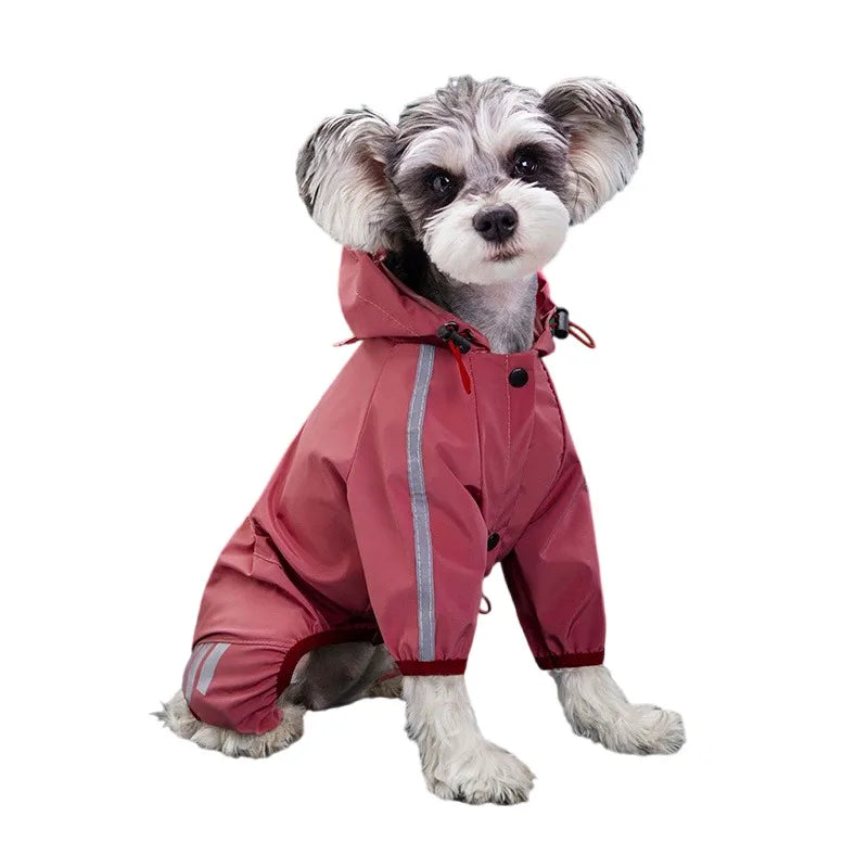 Mono Impermeable con Franja Reflectante para Perros Pequeños y Medianos – Chubasquero Jumpsuit | Tallas S a 2XL