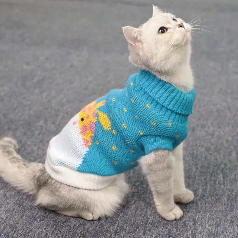 S-2XL Turtleneck Cat Sweater Knitted Jumper Cat Christmas Sweater for Cats Small Dogs Winter Sphynx Cat Clothes Pet Costumes