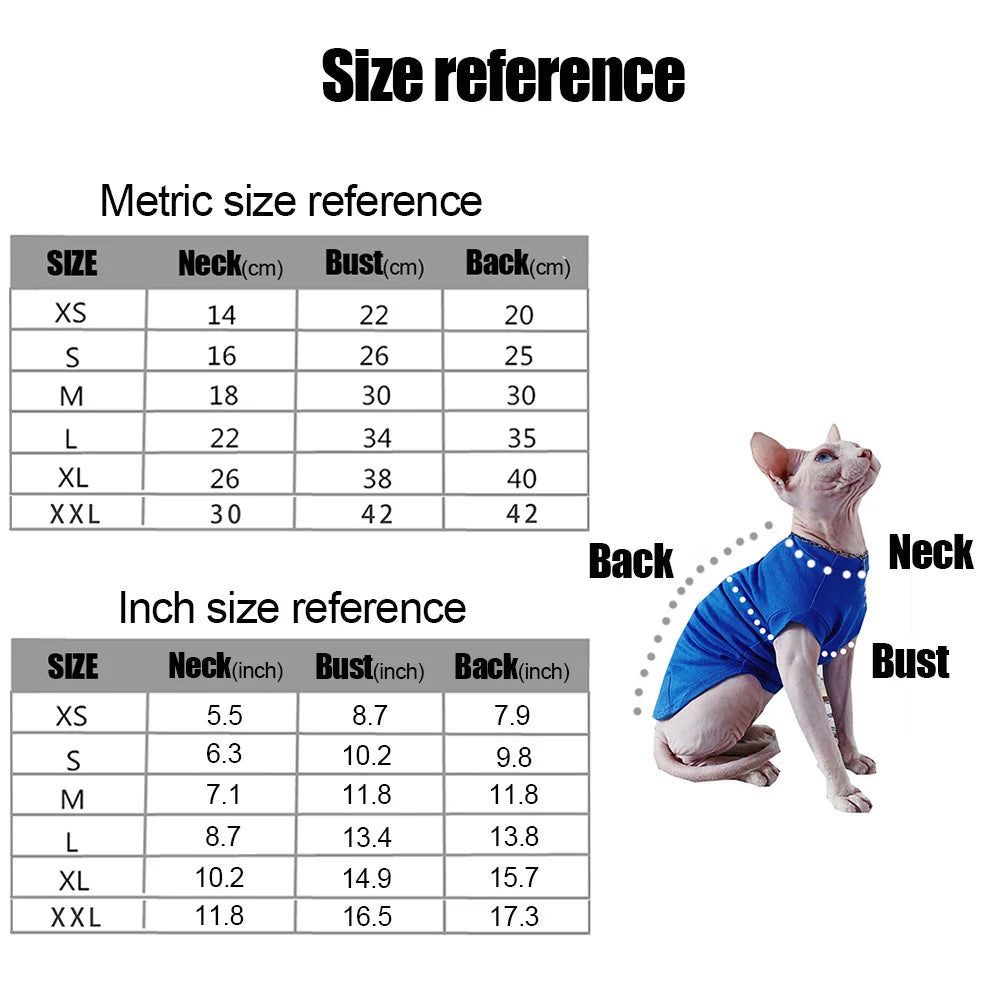 Sphynx Hairless Cat Clothes Deven Breathable T-shirt For Cats Stretch Fabric Clothing For Kitten Pet Shirt Coats For Puppy