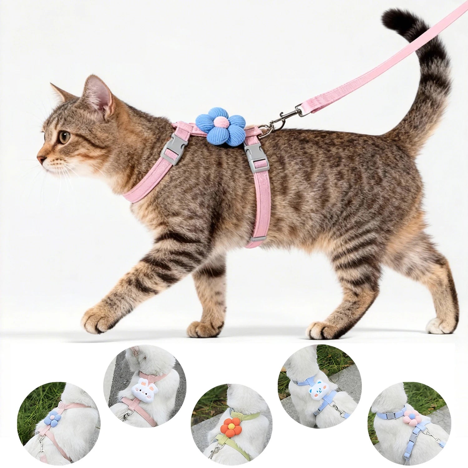 Arnés Ajustable con Correa para Perros y Gatos Pequeños — Transpirable, Tallas S y M