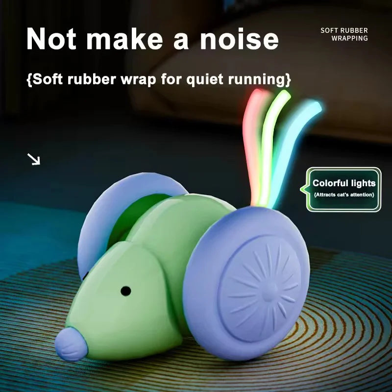 Ratón Inteligente Eléctrico para Gatos - Evitación de Obstáculos, Silencioso y Recargable