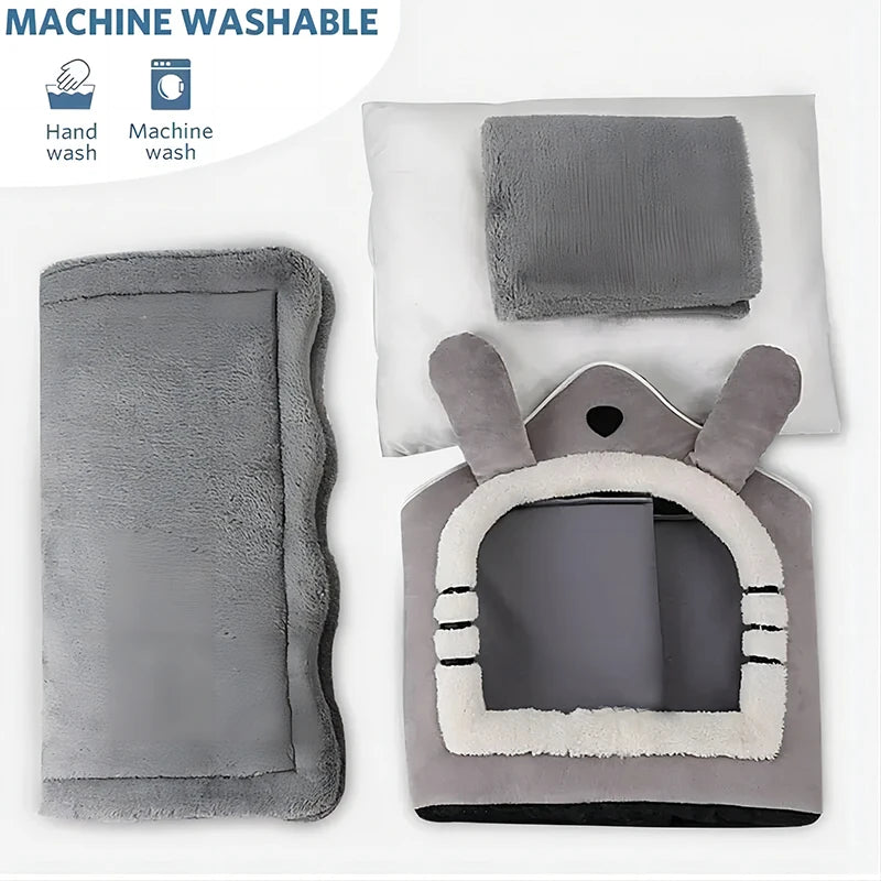 Casita Cama para Perros y Gatos con Cojín Reversible
