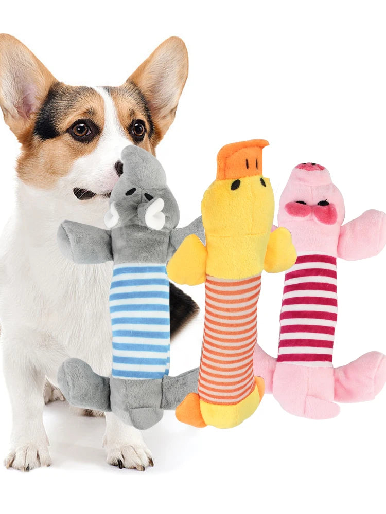 Peluche con Sonido para Perros y Gatos - Elefante, Pato o Cerdo