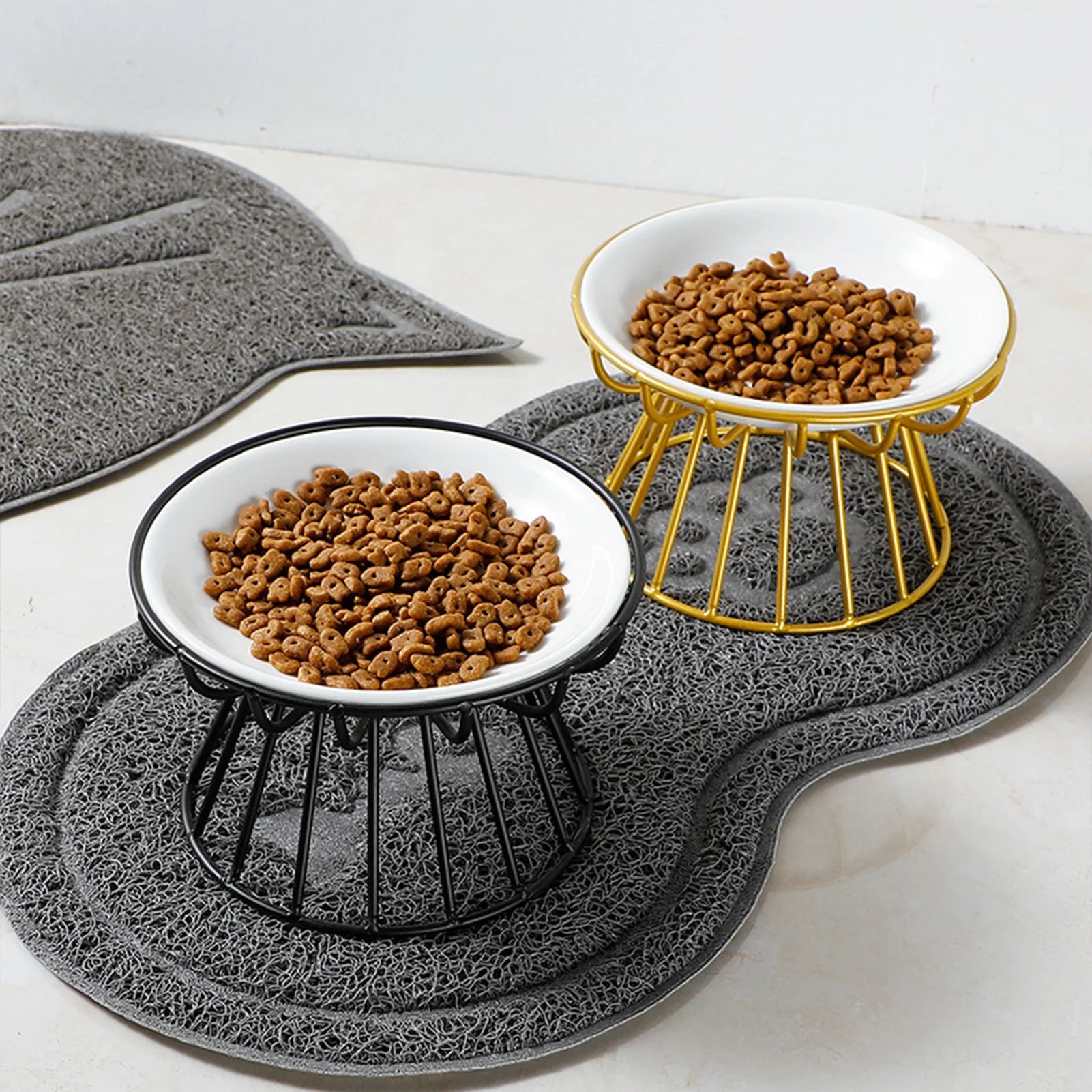 Cuencos de Cerámica Elevados para Gatos y Perros con Soporte Metálico